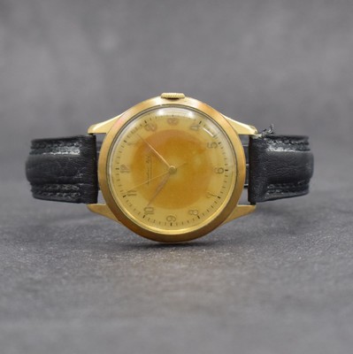 IWC seltene & frühe, erste mit Zentralsekunde Herrenarmbanduhr mit Kal. 61 in GG 750/000, Schweiz um 1941, lediglich 7800 Werke zw. 1938 - 1942 ...