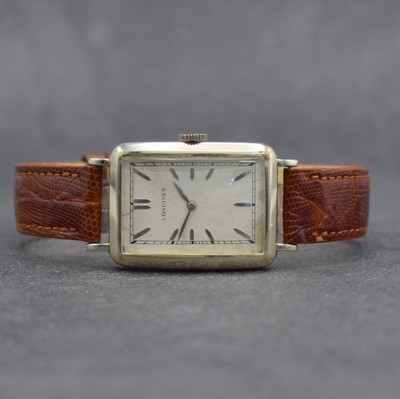 LONGINES Herrenarmbanduhr in 14k gold filled, Schweiz für US-Markt um 1925, 2-teil. gedr. AW-Geh., silb. Zifferbl. m. aufges. Std.-Ind. rest., ...