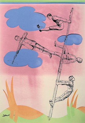Daniel Spoerri, geb. 1930, Ohne Titel, mehrlagiger Siebdruck aus der Serie Art Zander 80, links unten signiert und dat. 80, ca. 68x49cm