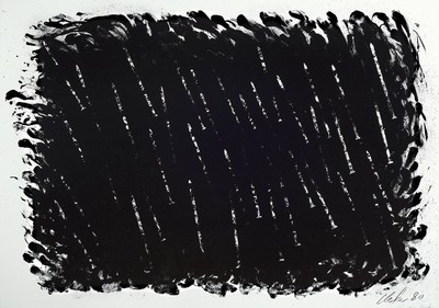 Günther Uecker, geb. 1930, Bewegung, Lithographie von 1980 aus der Reihe Art Zander, handsigniert, ca. 49x66cm