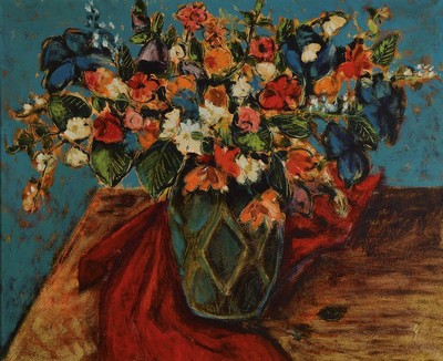 Klaus Heinrich Keller, 1938 Godramstein-2018 Rodalben, üppiges Blumenstillleben, Öl/Lwd, rechts unten signiert und dat. 64, ca. 50x60cm, R. ca. ...