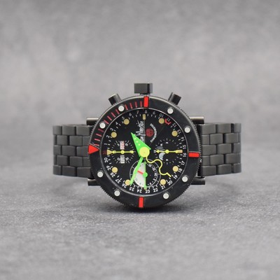 ALAIN SILBERSTEIN Herrenarmbanduhr KRONOMARINE, Automatik, Schweiz um 1993, auf 500 Stück limitiertes Sondermodell, PVD beschichtetes Edelstahlgeh. ...