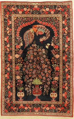 Feiner signierter Teheran alt, Persien, um 1950, Korkwolle geknüpft auf Baumwolle, ca.200 x 130cm, EHZ: 2(Sehr guter Zustand)