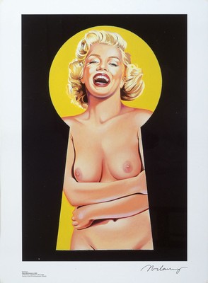 Mel Ramos, 1935-2018, "Peek-a-Boo Marilyn", Offsetlithografie, handsign., zwischen doppeltem Plexiglas gerahmt, ca. 69x53 cm