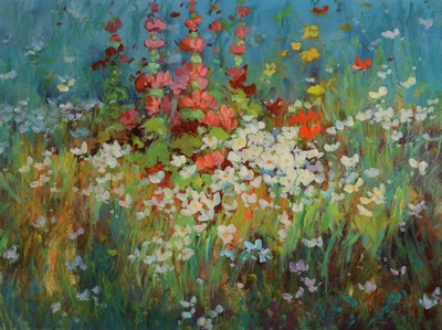 Helmut Pete Beckmann, geb. 1929, Blumenwiese, Öl/Lwd, rechts unten signiert, ca. 60x80cm, R. ca. 68x88cm
