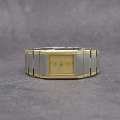 OMEGA Armbanduhr Serie De Ville design, Schweiz 1980er Jahre, Ref. 1387, Edelstahl/Gold kombiniert inkl. Gliederband m. Faltschl., Boden m. Darst. ...