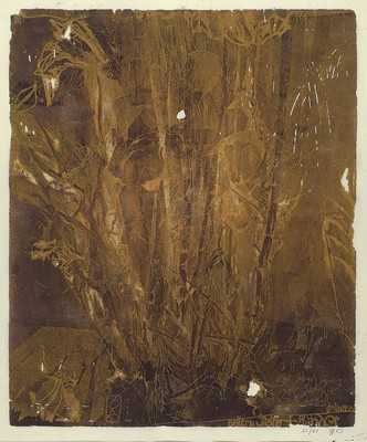 Horst Janssen, 1929 - 1995, Radierung von zwei Platten auf sehr dünnem Japanbütten, "Wald und Blume", handsigniert, num. 21/60, aus 1983, ...