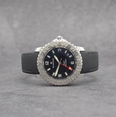 BLANCPAIN GMT Trilogy Collections Herrenarmbanduhr in Stahl, Schweiz lt. orig. Papier verk. 09/1999, Automatik, pol. Geh., beids. drehb. Lünette m. ...