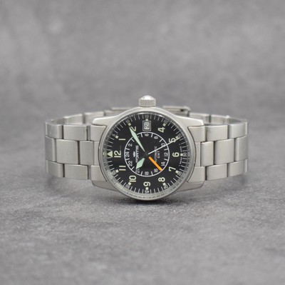 FORTIS GMT Armbanduhr in Stahl/Stahlband, Schweiz um 1990, Automatik, mattiertes Geh. Ref. 621.10.148, Boden & Krone verschr., schwarzes Zifferbl., ...
