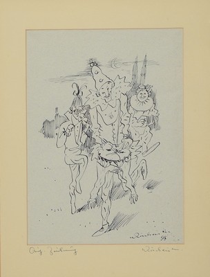 Willi Röscheisen, 1906-1972 Dortmund, bekannter deutscher Expressionist mit dem Hauptthema skurriler Clown-Motivik, 1945 Verlust des gesamten ...