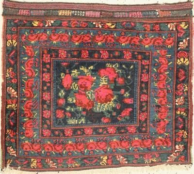 Afschar Taschenfront, Persien, um 1950, Wolle auf Baumwolle, ca. 80 x 72 cm, EHZ: 2