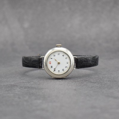 ROLEX frühe Armbanduhr in Silber, Schweiz für England Hallmark 1915, Handaufzug, glattes Scharniergeh., Emailzifferbl. m. gold. Minuterie, rote 12, ...