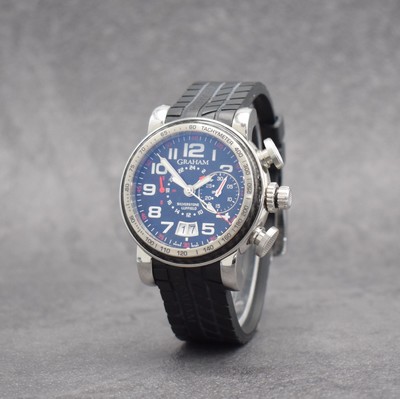 GRAHAM Grand Silverstone Luffield auf 500 Stück limitierter Flyback-Chronograph in Stahl, Schweiz um 2010, Automatik, 6-fach verschr. Geh., ...