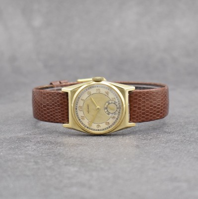 MOVADO Armbanduhr in GG 585/000, Schweiz um 1935, facettiertes Geh., Boden & Glasrand aufgedr., silb. Duoton-Zifferbl. m. Breguetzahlen rest., kl. ...