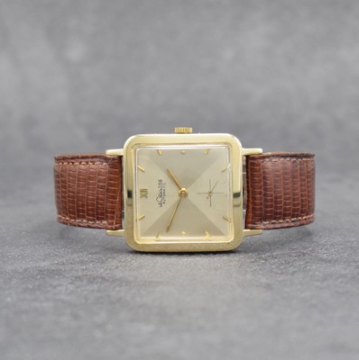 LeCoultre Herrenarmbanduhr mit Hammerautomatik in GG 585/000, Schweiz/USA um 1952, Boden aufgedr., silberfarb. Duoton-Zifferblatt m. aufgel. Indizes, ...