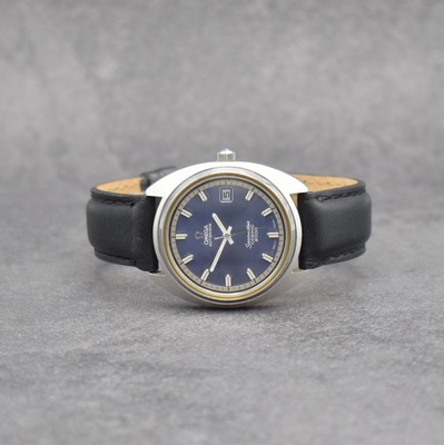 OMEGA Herrenarmbanduhr Seamaster COSMIC 2000, Automatik, Schweiz um 1970, Edelstahl -Stülpgeh., Mineralflachgl., blaues Zifferbl. m. aufgel. ...
