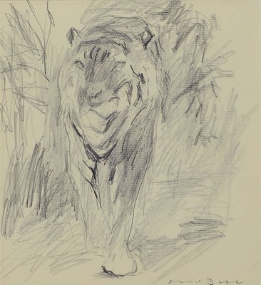 Otto Dill, 1884 Neustadt-1957 Bad Dürkheim, schreitender Tiger, Bleistiftzeichnung auf Papier, rechts unten signiert, ca. 23x21cm, PP, u.Gl., R. ca. ...