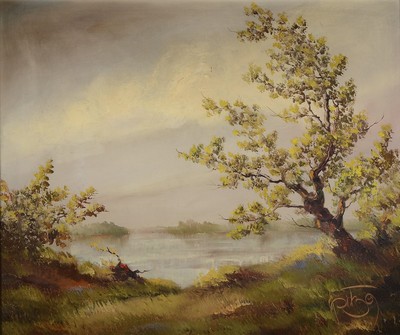 Karl Philipp Spitzer, 1887-1954 Speyer, Altrheinlandschaft mit Weiden, Öl/Holz, rechts unten signiert, ca. 86x100cm, R. ca. 100x113cm