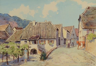 Karl Graf, 1902-1986 Speyer, Ansicht aus Hambach, Aquarell auf Papier, rechts unten signiert und dat. 39, bez.: Hambach, ca. 34x48cm, PP, u.Gl., R. ...