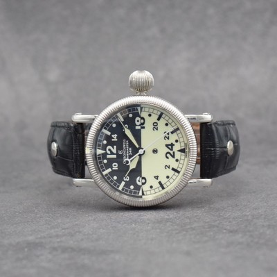 CHRONOSWISS Herrenarmbanduhr Modellserie Timemaster, Handaufzug, Ref. CH 6433, Edelstahlgeh. inkl. orig. Lederband m. orig. Dornschl., beids. vergl., ...