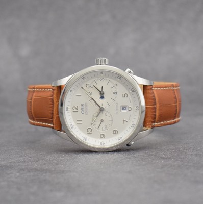 ORIS Worldtimer Herrenarmbanduhr, Schweiz um 2005, Automatik, Ref. 7513, beids. verglastes Edelstahlgeh., Boden geschr., silb. Zifferbl. m. ...