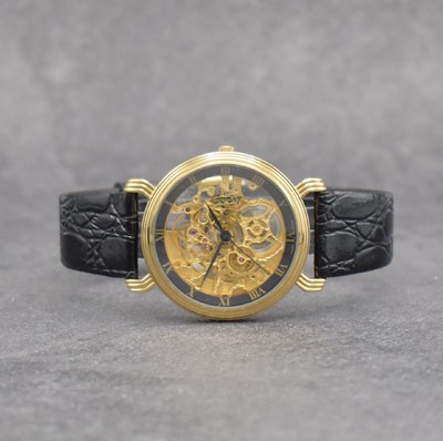ROAMER skelettierte Herrenarmbanduhr, Automatik, Schweiz um 1990, verg. Geh. beids. vergl., äußerer Zifferblattring m. röm. Std., Anz. v. Std., ...