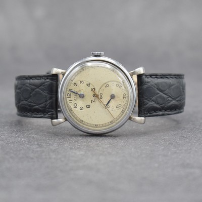 ZELCO EXTRA Regulateur Herrenarmbanduhr, Schweiz um 1940, Handaufzug, verchr. Geh., Edelstahlboden & Glasrand aufgedr., silb. Duoton-Zifferbl. ...