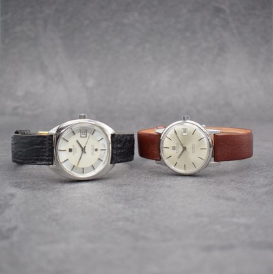 Konvolut: 2 TISSOT Armbanduhren Serie Seastar, beide Automatik, Schweiz um 1975, Böden verschr., 1 x 21 St., Kal. 784-2, D. ca. 33,5 mm, 1 x m. ...
