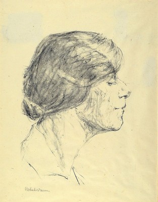 Max Liebermann, 1847-1935, Profilporträt, Lithographie, rechts unten handsigniert, ca. 26x16cm, PP, u.Gl., R. ca. 50x40cm