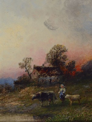 H. Steintke, um 1900, zwei Pendants, Hirtendarstellungen in Landschaften, Öl/Holz, 16 x 12 cm, beide gerahmt, ca. 28 x 24 cm