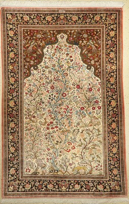 Ghom Seide alt Signiert, (Hematdju), Persien, um 1950, reine Naturseide, ca. 208 x 138 cm, EHZ: 2