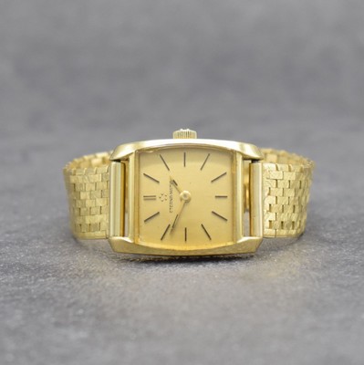 ETERNA-MATIC Damenarmbanduhr in GG 750/000, Schweiz um 1965, Automatik, aufgedr. Boden, Goldband in GG 750/000, gold. Zifferbl. m. aufges. Std.-Ind., ...