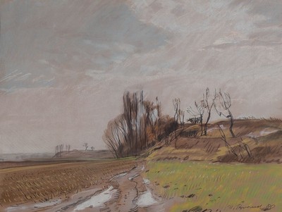 Werner Brand, geb. 1933 Löbau, zwei Winterlandschaften, Pastell/Kreide auf Papier, beide handsigniert, ca. 41 x 51 cm, einmal datiert 80, unter ...