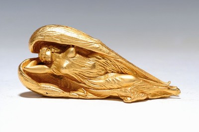 Ernst Fuchs,1930-2015, Schutzengel, Bronze vergoldet, sign., num. 361, L. ca. 10 cm