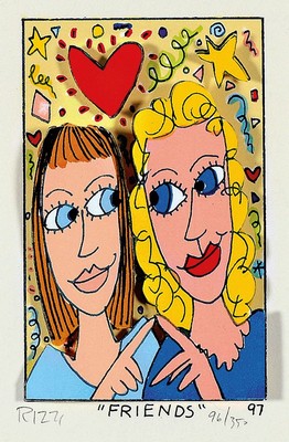 James Rizzi, 1950-2011, 3D-Konstruktion, "Friends", handsign., num. 96/350, dat. 97, unter Glas gerahmt, ca. 28x26 cm