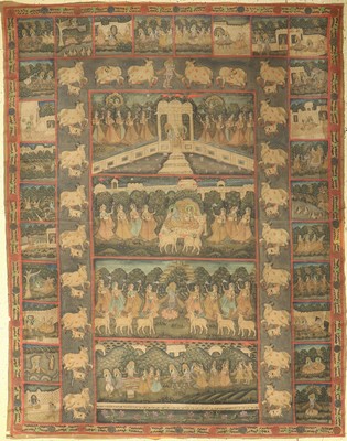 Stoffmalerei aus Indien, (Mahabharata Geschichte, 19.Jhd, Mahabharata ist das bekannteste indische Epos das erstmals zwischen 400v.Chr und 400n.Chr ...