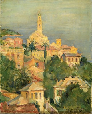Werner von Pigage, 1888 Breslau-1959 Mannheim, Ansicht aus Bogliasco, Öl/Lwd, rechts unten signiert und bez., ca. 46x37cm, R. ca. 50x41cm