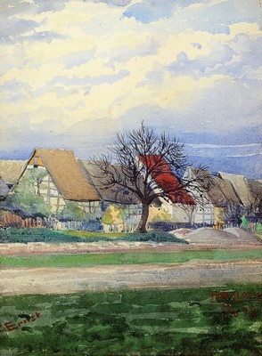Gustav Ernst, 1858 Elsterberg-1945 Bad Dürkheim, Blick auf Hassloch, Aquarell auf Papier, links unten signiert, rechts unten datiert: Hassloch ...