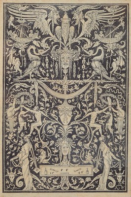 Peter Flattner Flätner, 1485-1546, Grotesken mit Füchsen 1546, Holzschnitt, kräftiger Druck, guter Zustand, ganzflächig aufgeklebt, ca. 18x12 cm, ...
