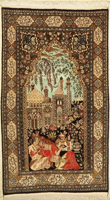 Ghom Seide alt, Persien, um 1940, reine Naturseide, ca. 183 x 105 cm, EHZ: 2