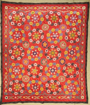 Susani, Uzbekistan, um 1930/1940, Seidenstickerei, ca. 254 x 224 cm, EHZ: 2 (kleiner Fleck)