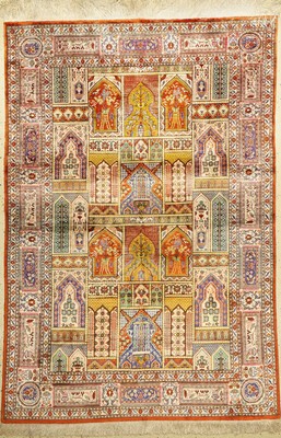 Ghom Seide alt, Persien, ca. 60 Jahre, reine Naturseide, ca. 195 x 135 cm, EHZ: 2, (leicht verfärbt)