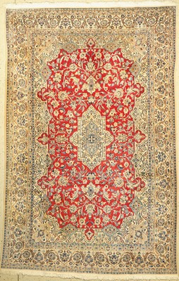 Nain fein (9 La), Persien, ca. 50 Jahre, Korkwolle mit Seide, ca. 300 x 195 cm, EHZ: 2,(fleckig)