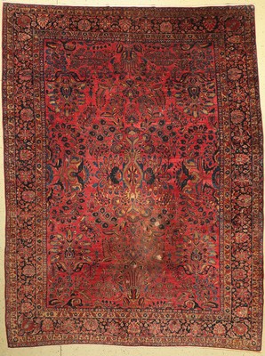 Us Re-Import Sarogh antik, Persien, um 1920, Wolle auf Baumwolle, ca. 350 x 265 cm, EHZ: 4-5
