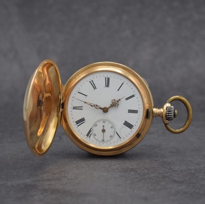 PHILIPPE DUBOIS & Fils Savonette in RoseG 585/000, Schweiz um 1900, 3-Deckel-Goldgeh. dell., Emailzifferbl. m. röm. Zahlen riss., Louis-Zeiger, ...