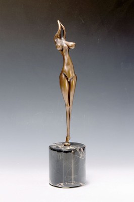 Unbekannter Künstler, Bronzeskulptur, stehende Akt, unsign., H. ca. 44 cm