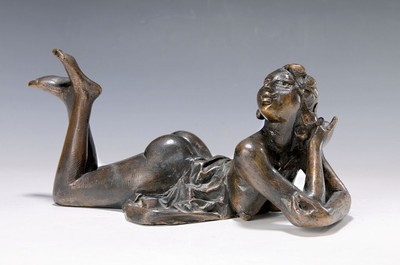 Jozsef Seregi, geb. 1939, Budaörs, Ungarn, Skulptur, liegende Akt, sign., num., ca. 25x15x15 cm