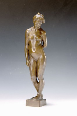 Franta Anyz, 1876-1934, Bronzeskulptur, stehender Akt, sign., H. ca.38,5 cm