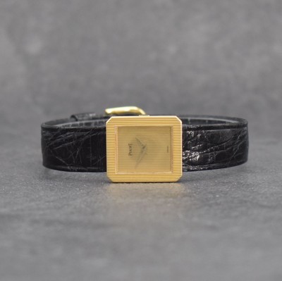 PIAGET feine Damenarmbanduhr in GG 750/000, Schweiz um 1990, Handaufzug, rechteck. Geh. Ref. 4154, Boden aufgedr., Front & gold. Zifferbl. ...