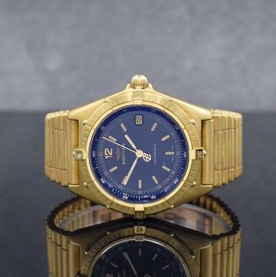BREITLING Antares schwere Herrenarmbanduhr mit Roleaux-Band in GG 750/000, Schweiz um 1990, Automatik, satin. Geh., Ref. 81970, eins. drehb. Lünette ...